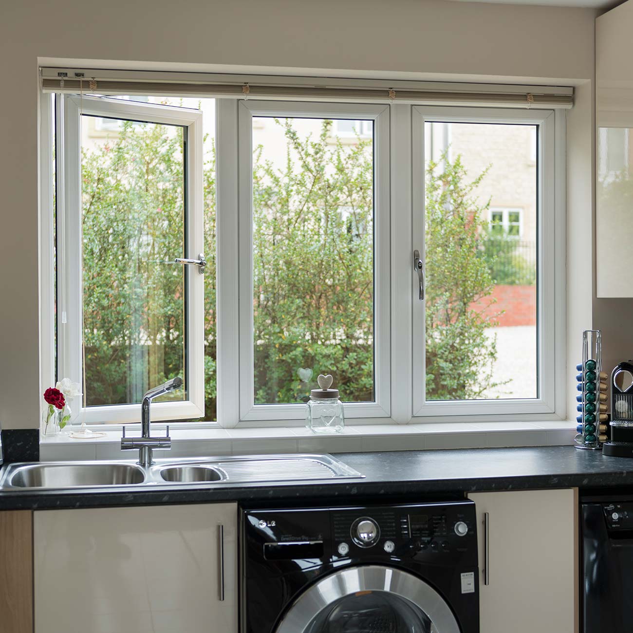White uPVC Deceuninck window interior view