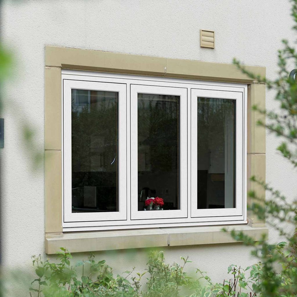 White flush sash uPVC windows