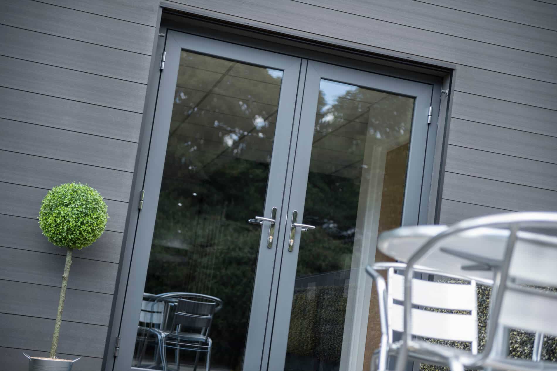 Infinity flush doors exterior view