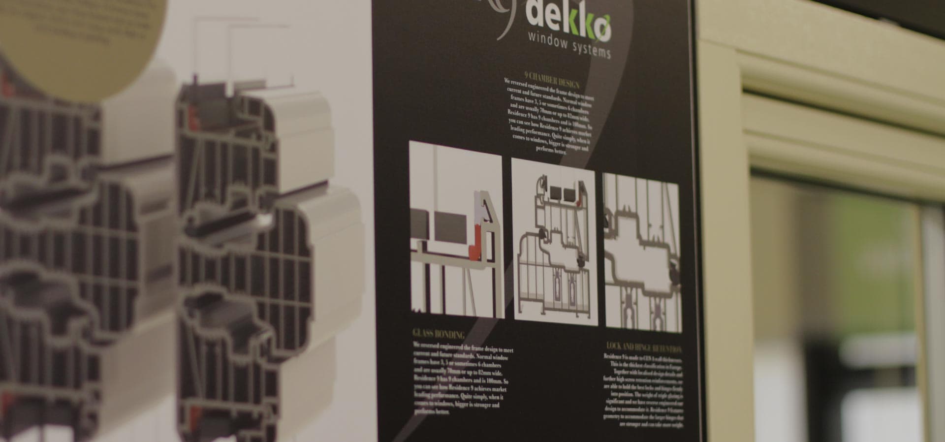 Product samples on display at the Dekko Trade Counter