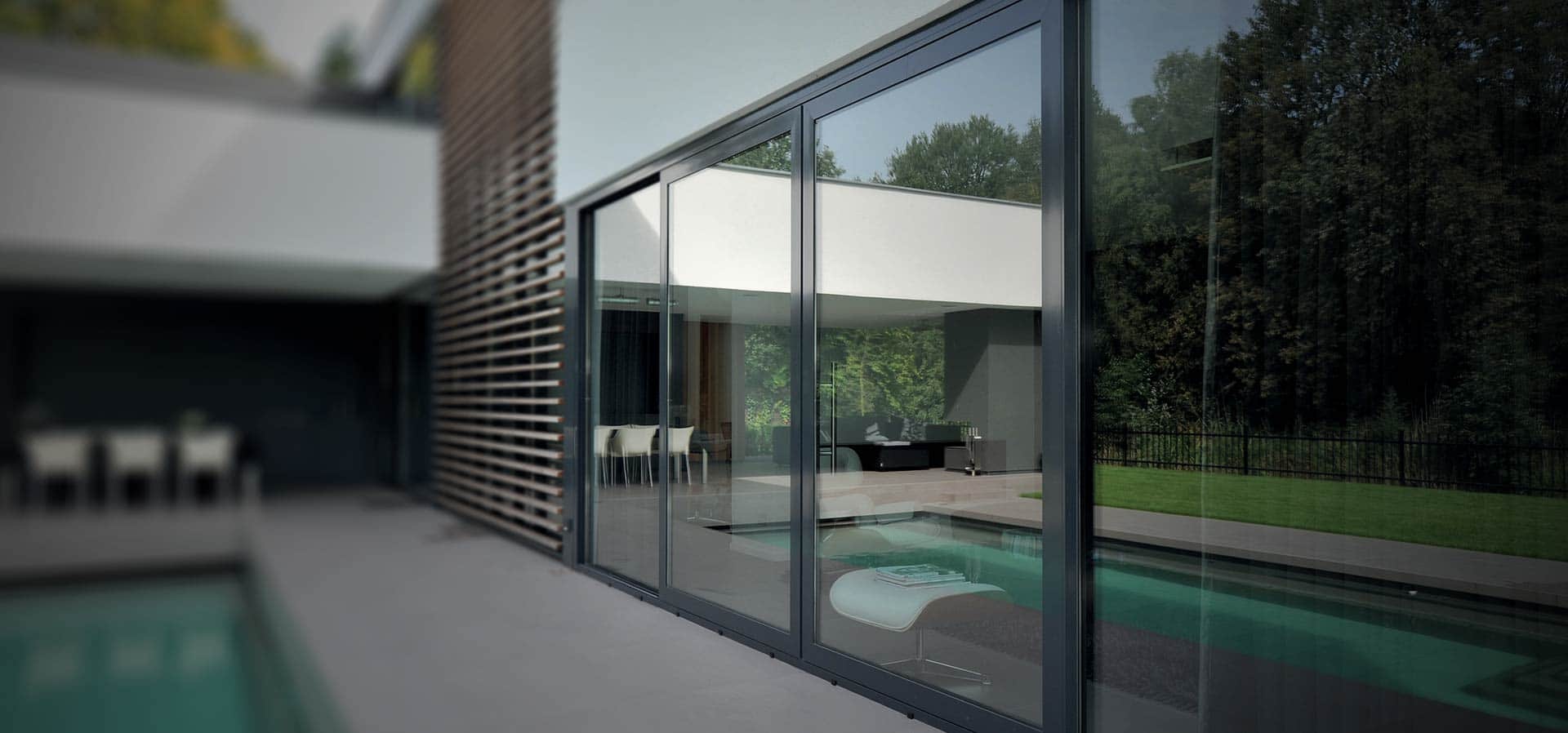 Premium aluminium sliding patio doors used in a luxury new build property