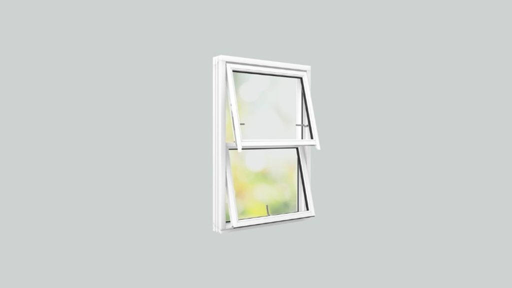 Illustration of a white dual-turn window with both sashes tilted inwards, demonstrating its versatile opening mechanism for ventilation and easy cleaning.