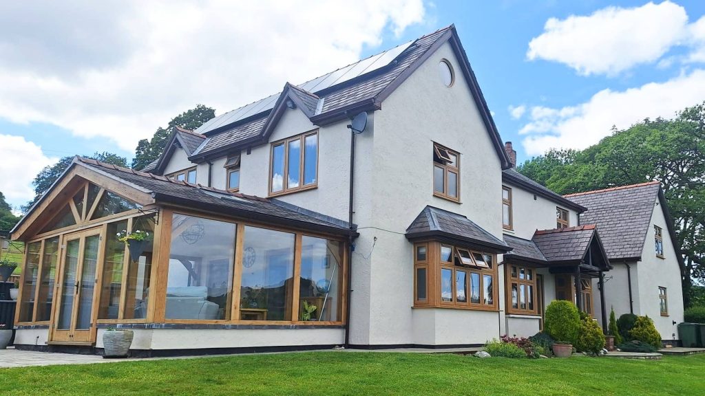 Residence 9 Windows in Irish Oak manufactured by Dekko Windows and Installed by Myford Windows